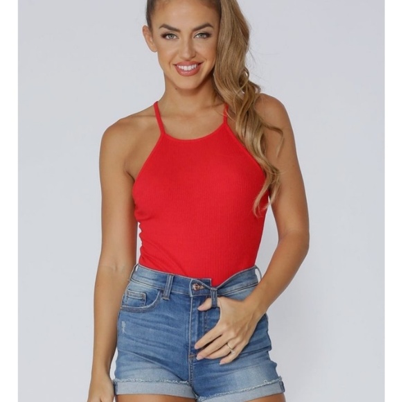 Ribbed Halter Bodysuits - Picture 2 of 2